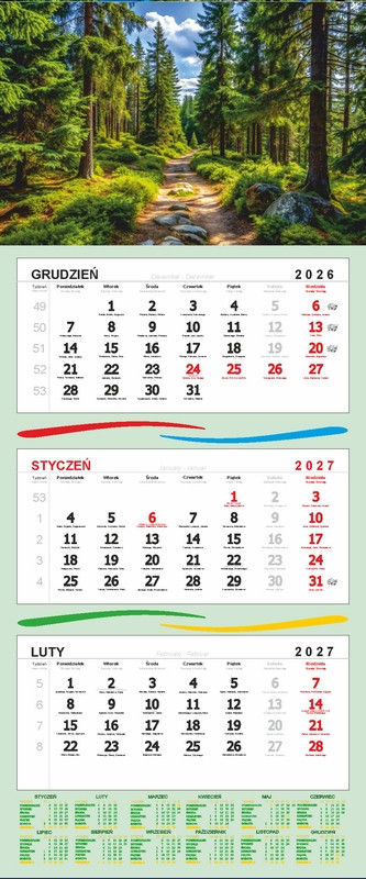 Kalendarz trójdzielny Darrieus 963904 KTR1 [32x80cm]